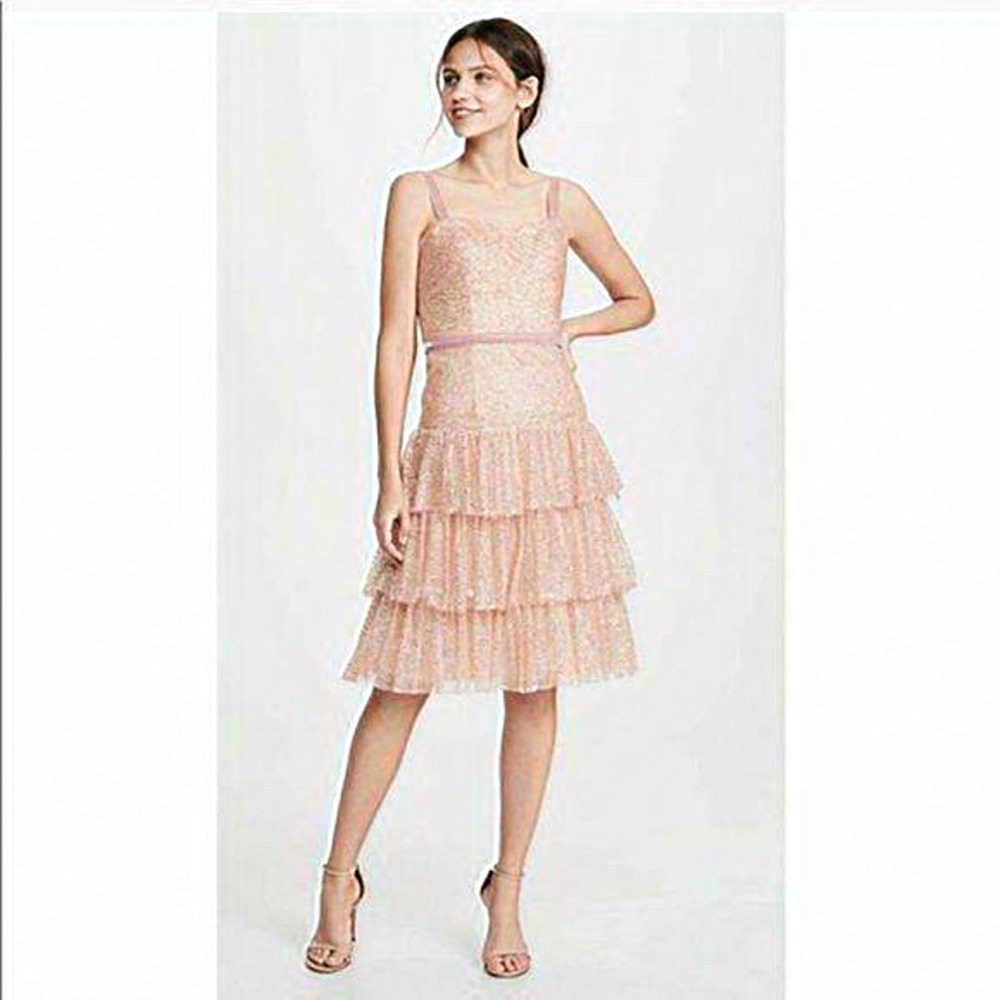 NWT Marchesa Notte Glitter Tulle Cocktail Dress Women Size 10